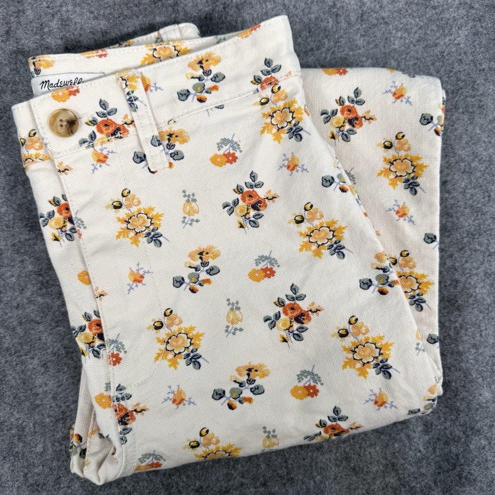 Madewell‎ Floral Jeans Womens 24 Cream Yellow Boho Hippie Artsy Casual Girly Fun